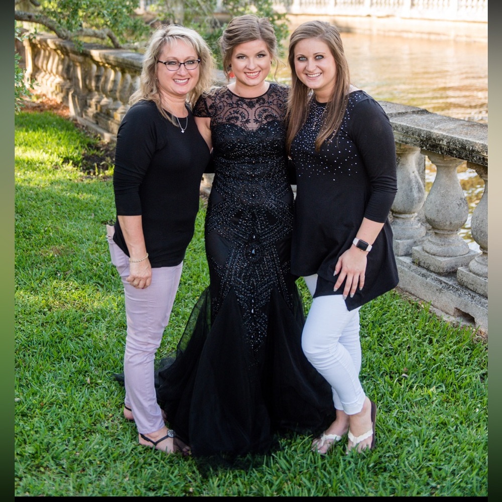 Black sparkle short sleeve prom dress. Worn once. Good condition.